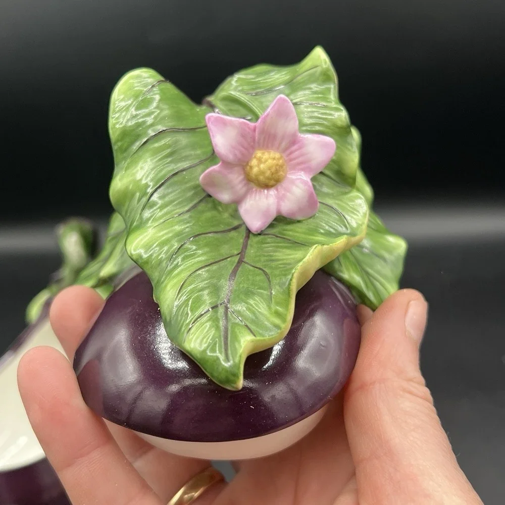 LE JRDN‎ POTAGRE FITZ & FLOYD Classics EGGPLANT Condiment Dish Box ~ Beautiful